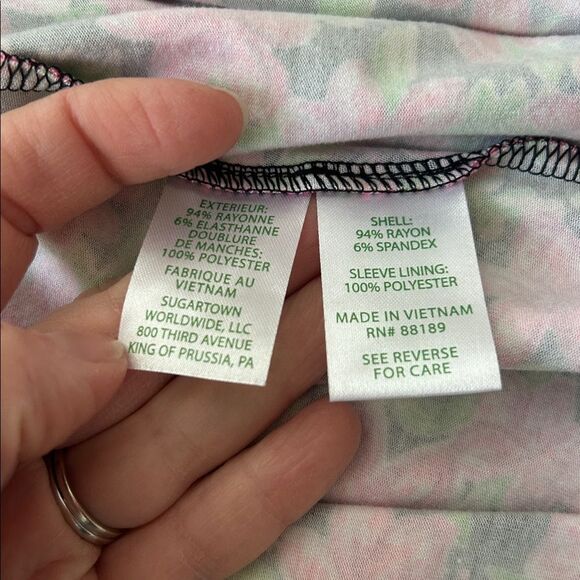 Lilly Pulitzer Kessler Lil Lilly Onyx Pink Green Floral Ruffle Wrap Dress XS - Picture 10 of 11